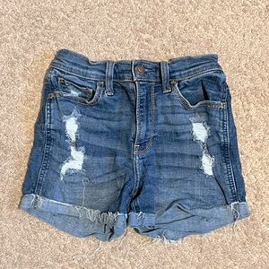 lightly distressed jean shorts